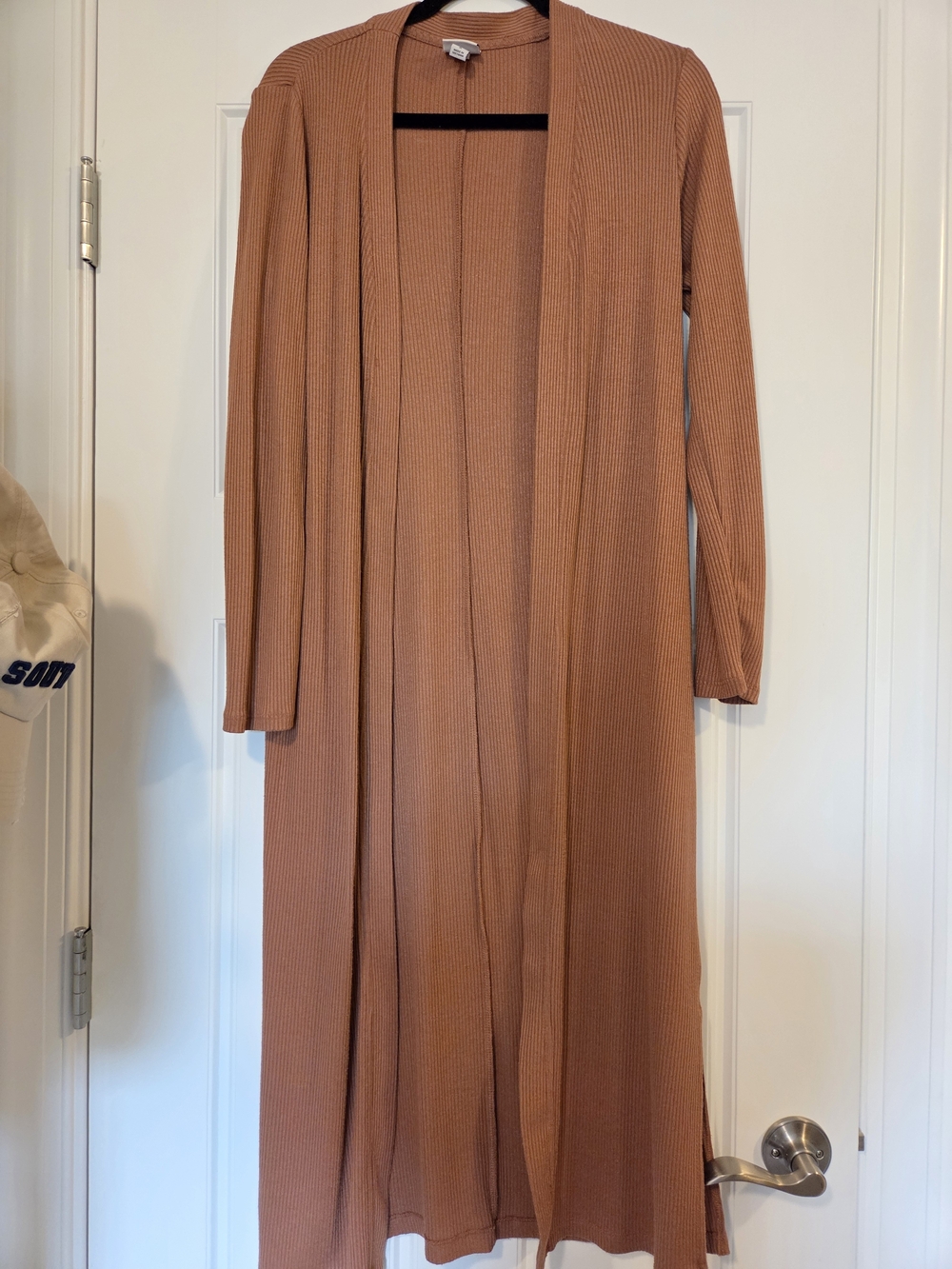a new day Long Open-Front Ribbed Maxi Cardigan - Rust Brown